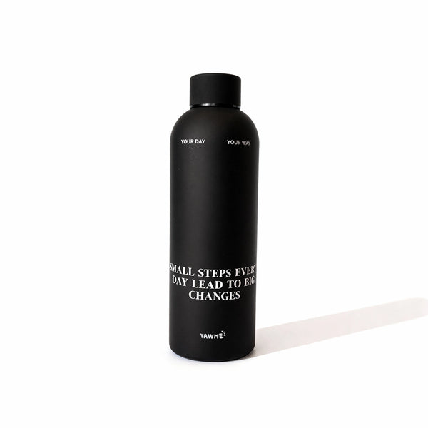 Yawme Thermal Bottle - Small Steps lead to big changes (Matte Black)